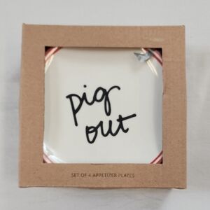 Formation Brands Dining White Appetizer Plates with Black Text Set Of 4 Plates